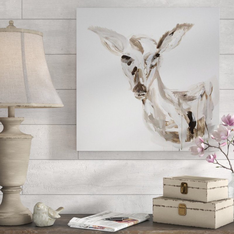 «Deer Head Study I» par Mia Malcolm Studio - Peinture, H 30 po x l 30 po x 1,5 po, Plexi