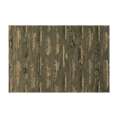 Transportation Brown Indoor and Outdoor Area Rug