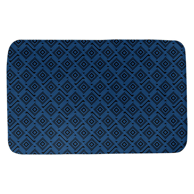 Tapis pour salle de bain labyrinthe Mcguigan, l 21 po x L 34 po, Noir / Bleu