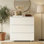 Commode 3 tiroirs, armoire de rangement compacte avec glissières en métal pour la chambre à coucher, le salon et les petits espaces
