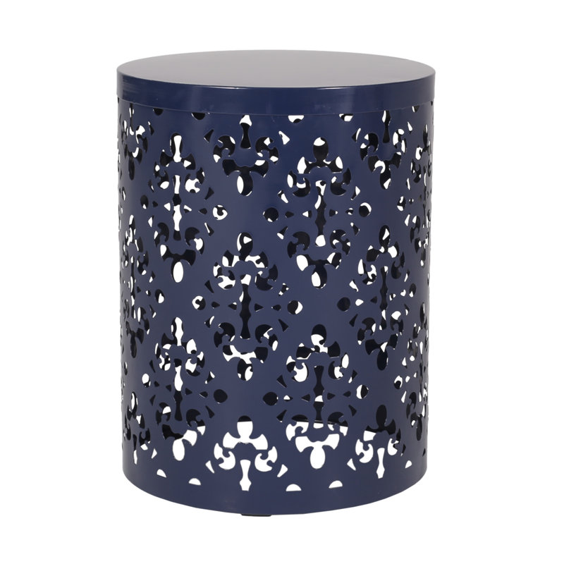 Outdoor Metal End Table -Large, Navy Blue