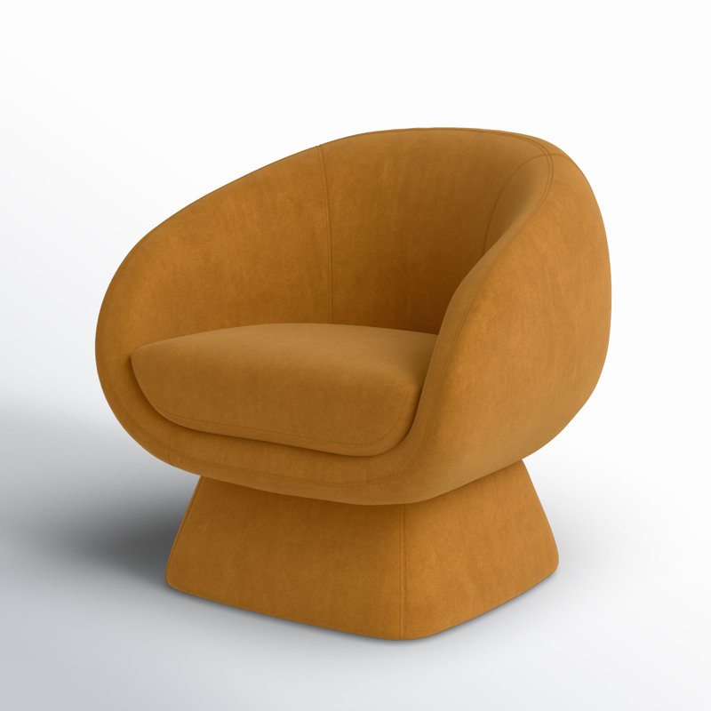 Genata Upholstered Barrel Chair, Mustard Linen