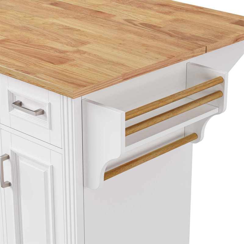 Grand îlot de cuisine avec abattant en bois d'hévéa - Fancy & Rustic, Blanc