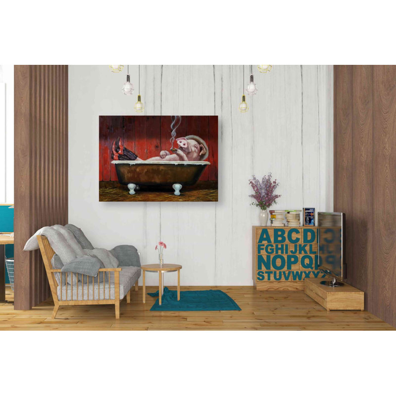 «Hog Heaven» par Lucia Heffernan, art mural sur toile, H 26 po x l 34 po x P 1,5 po