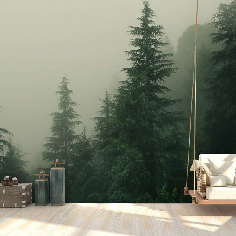 Murale à peindre Nordic Misty Forest, L 96 po x l 66 po