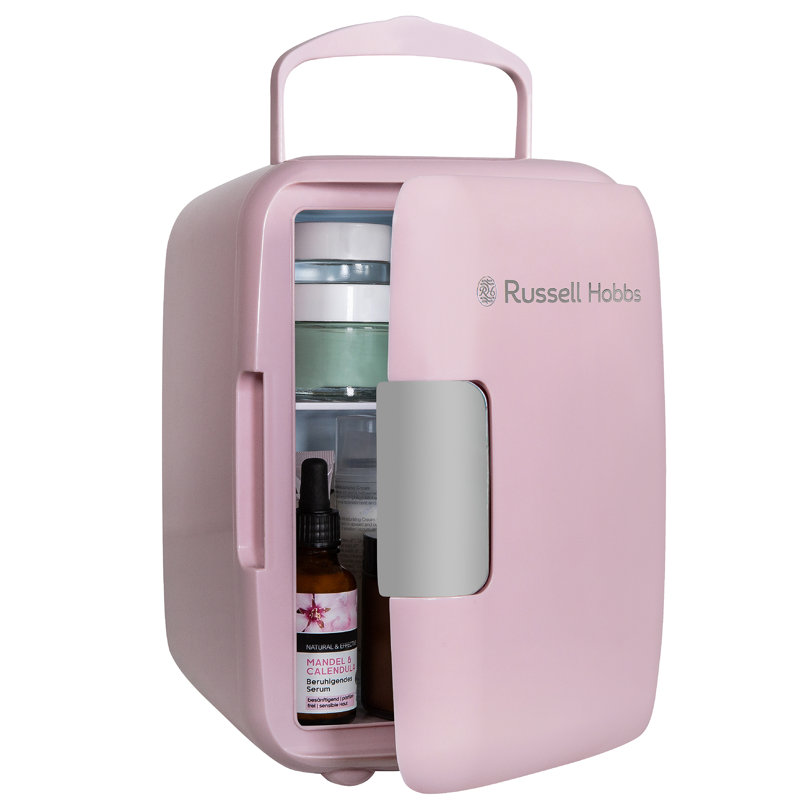 Russell Hobbs 4l Mini Compact Cooler For Drinks And Cosmetics, Retro Style,, Pink
