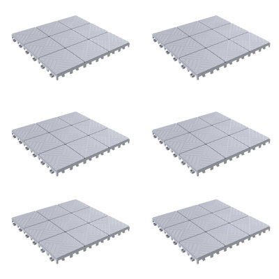 Deck Tiles - 6-Pack Polypropylene Interlocking Patio Tiles - Weather-Resistant Outdoor Flooring for Balcony, Porch, and Garage by Pure Garden