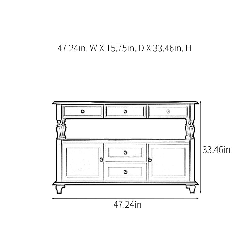 Console Retro Retro, H 33,46 po x l 47,24 po x P 15,75 po
