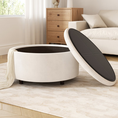 Winston Porter Upholstered Ottoman with Storage
