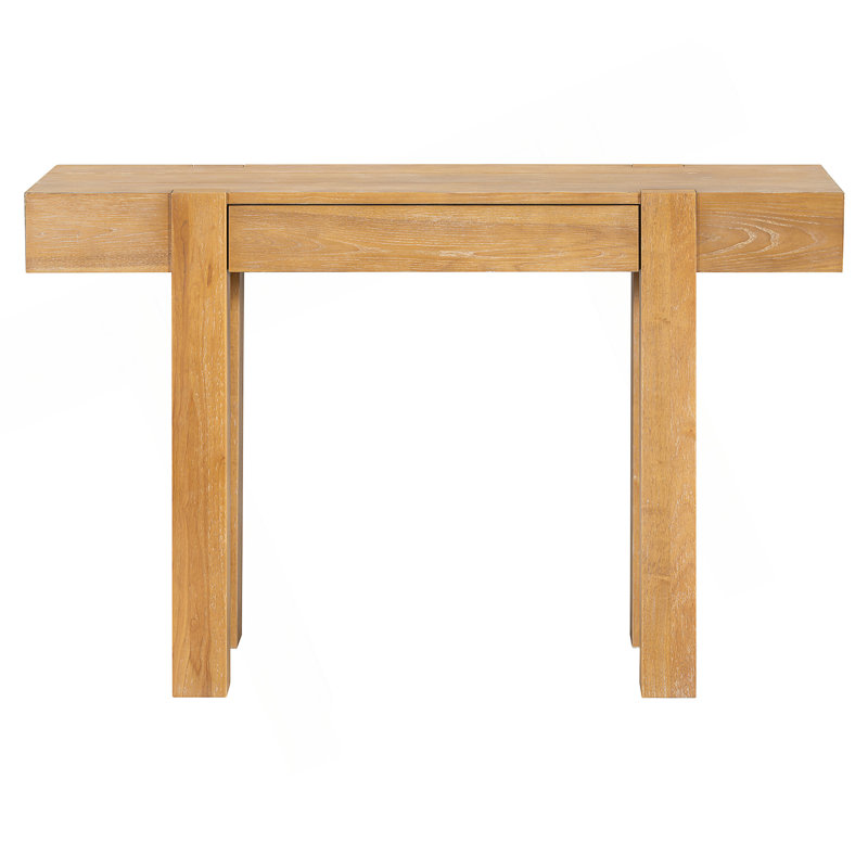 Console rustique minimaliste avec tiroir caché, prise de courant latérale, table d'entrée en bois pour les entrées, les salons et les bureaux à domicile