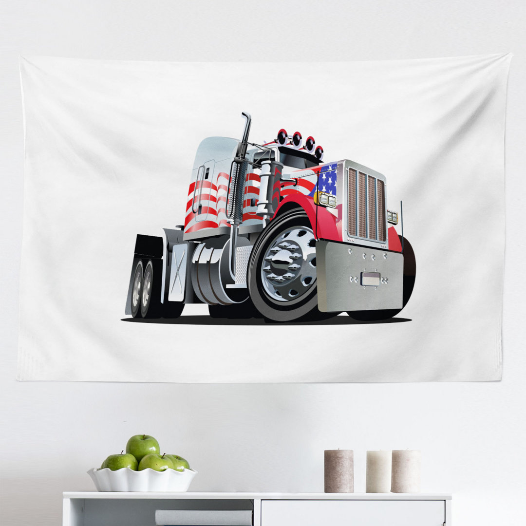 Wandbehang Amerikanische Flagge Thematische Semi 18 Wheeler Patriotische Transport Industriefahrzeug