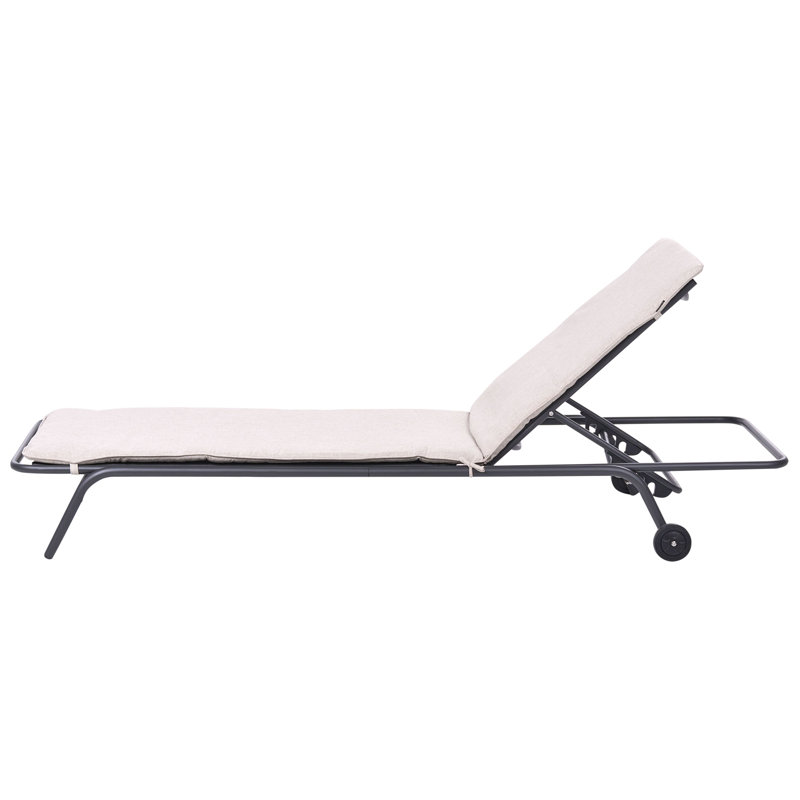 168cm Long Single Chaise with Cushions, Beige