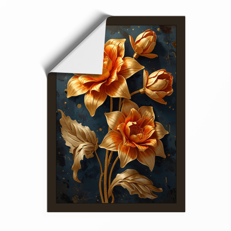 Golden Roses Study Botanical - Framed Print, Unframed, A2 - 59.4 x 42.0 cm