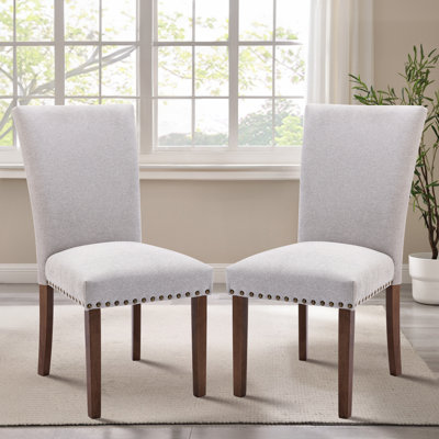 Upholstered Dining Side Chair with High Back and Nailhead Trim, Solid Wood Legs, Modern Parsons for Dining Room
