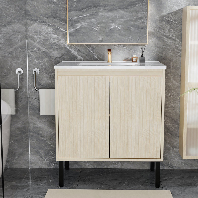 Meuble-lavabo de 30 po sans lavabo, 34 "H x29.13"W x 17.99"D, Light Oak