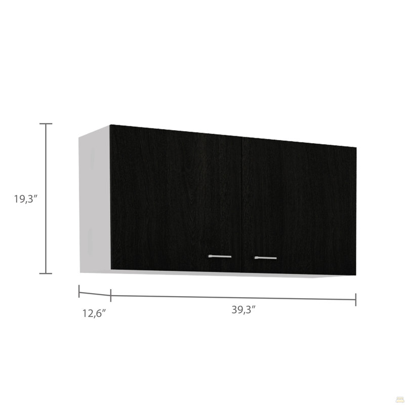Armoire murale Toran, deux tablettes, porte double, Noir