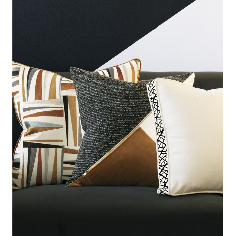 Modern Tri-Color Square Polyester Throw Pillow