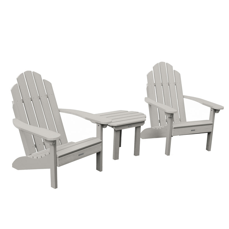Anette Plastic Adirondack Chair with Table, Harbor Gray