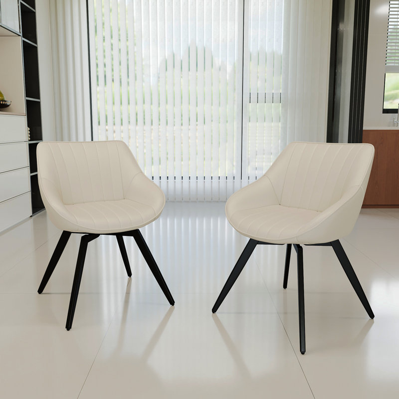Ensemble de table basse ronde moderne en bois aggloméré de 29,53 po et de 2 chaises de salle à manger en polyuréthane, table de salle à manger à rayures et espace de rangement et chaises à pieds en métal noir, convenant à la cuisine et à la maison