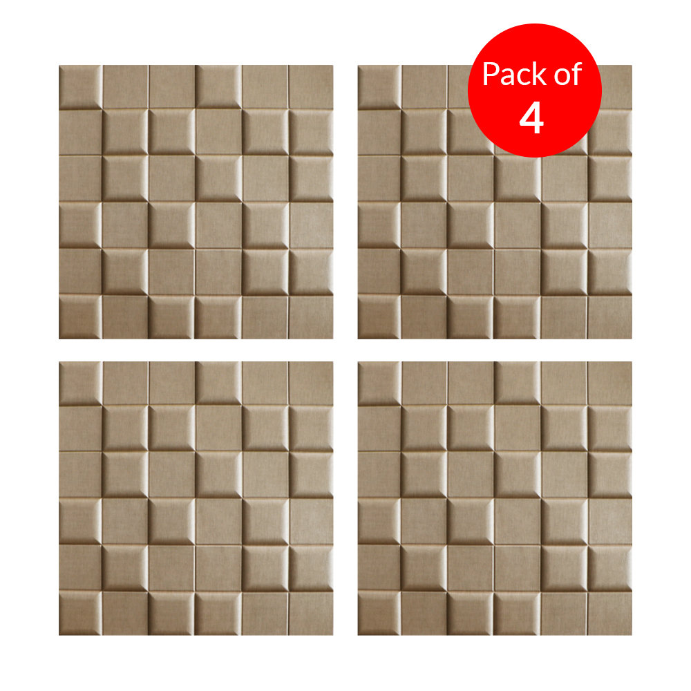 Britwall - 3D Cube Wall Panel - Leather - 600 x 600mm - 4 Pack - White - Image 4