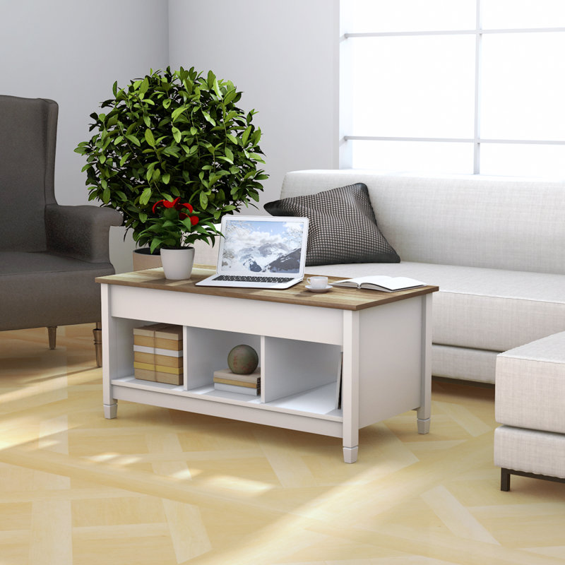 Jocasta Coffee Table, Light Brown, White, 24.5" H x 41" L x 20.5" W