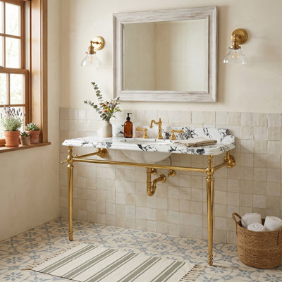 48" Modern Console Bathroom Vanity with Backsplash and Reversible Towel Bar