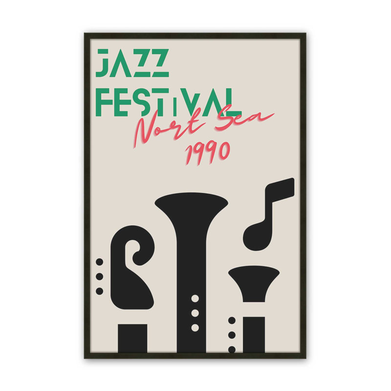 Jazz Festival 1990, reproduction d'affiche, H 15 po x l 12 po, Noir satiné