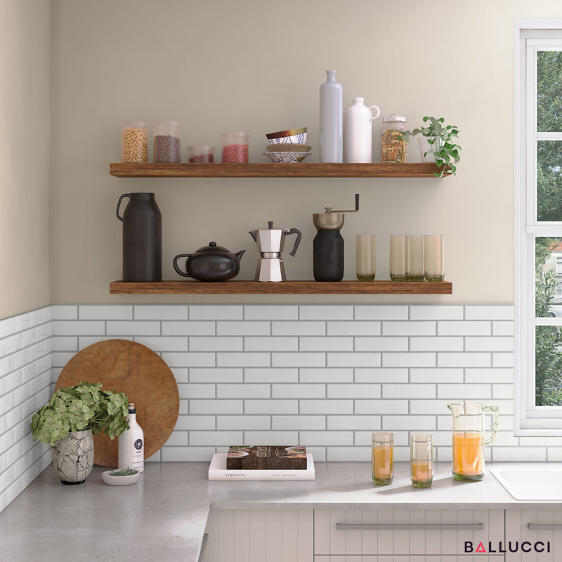 Miami Floating Shelves Set with Invisible Wall Mount Brackets, Brown, 1.5" H x 48" W x 8" D