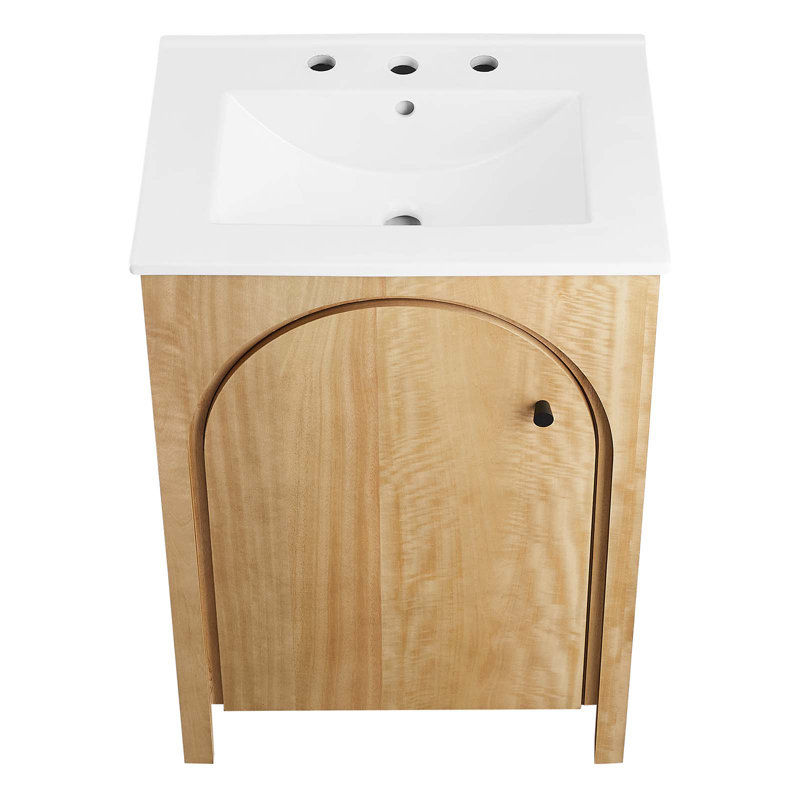 Appia 24" Oak Freestanding Bathroom Vanity with White Ceramic Top