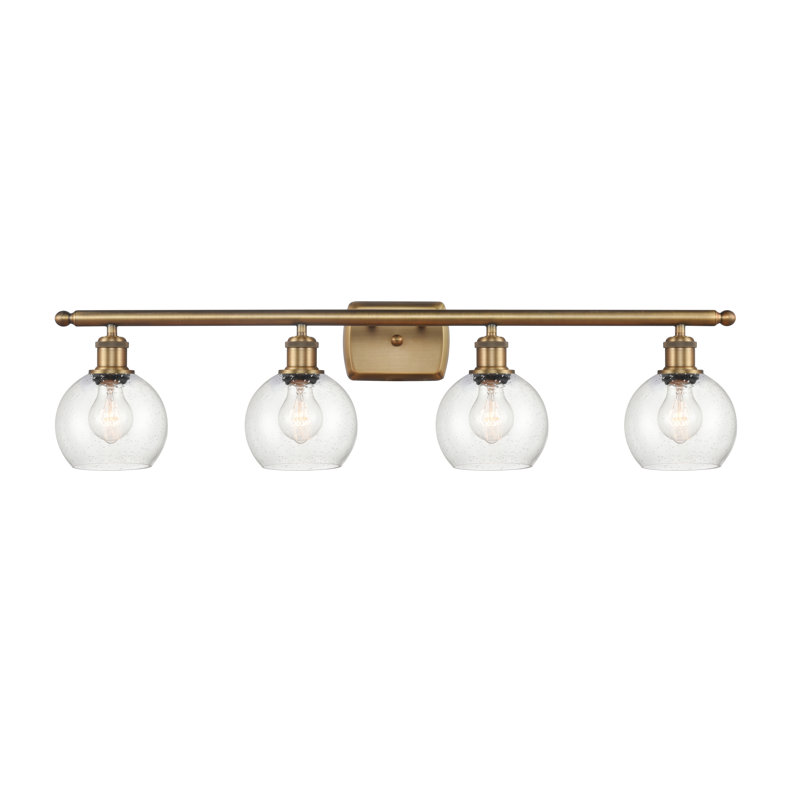 Éclairage pour salle de bain 4 lumières en laiton antique Cindi, Laiton brossé, Ampoule non incluse