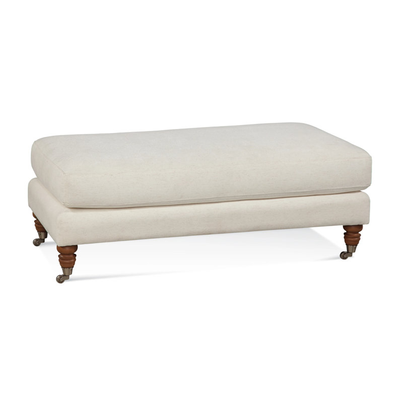 Celeste Upholstered Ottoman, Ivory Crypton Performance; 0886-91, Aged Barrel