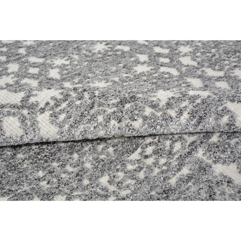 Wool Oriental Area Rug in Gray, Rectangle 6' x 9'