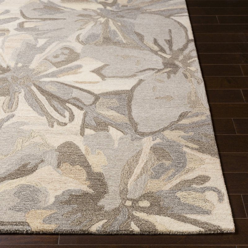 Elsberry Hand-Tufted Wool Taupe Area Rug, Rectangle 8' x 11'