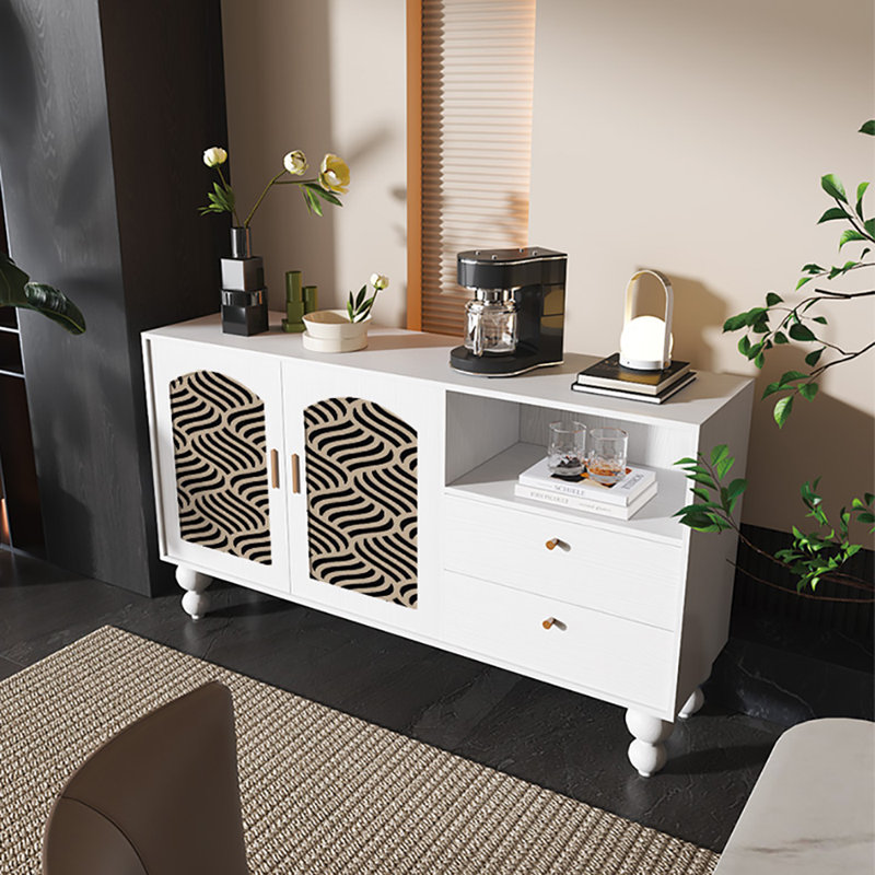 Buffet avec rangement 59,1 po, Noir, noir, noir, noir