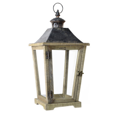 Lanterne en métal/bois/verre