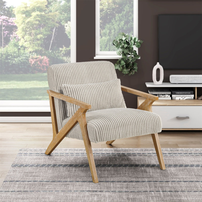 Chaise d'appoint rembourrée avec coussin en mousse de velours côtelé doux, Taupe