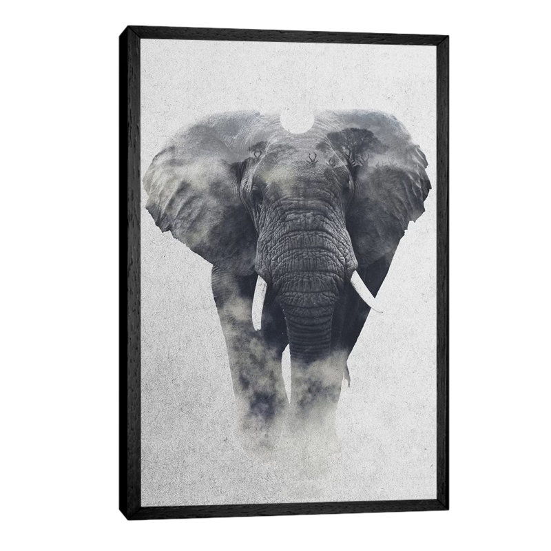 Elephant by Andreas Lie - Floater Frame Print on Canvas, 101.6 cm H x 66.04 cm W, Black Framed