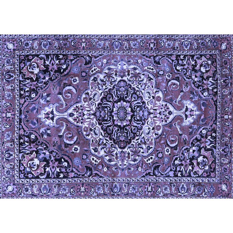 Oriental Machine Woven Wool/Polyester Area Rug in Purple, Rectangle 2' x 3'