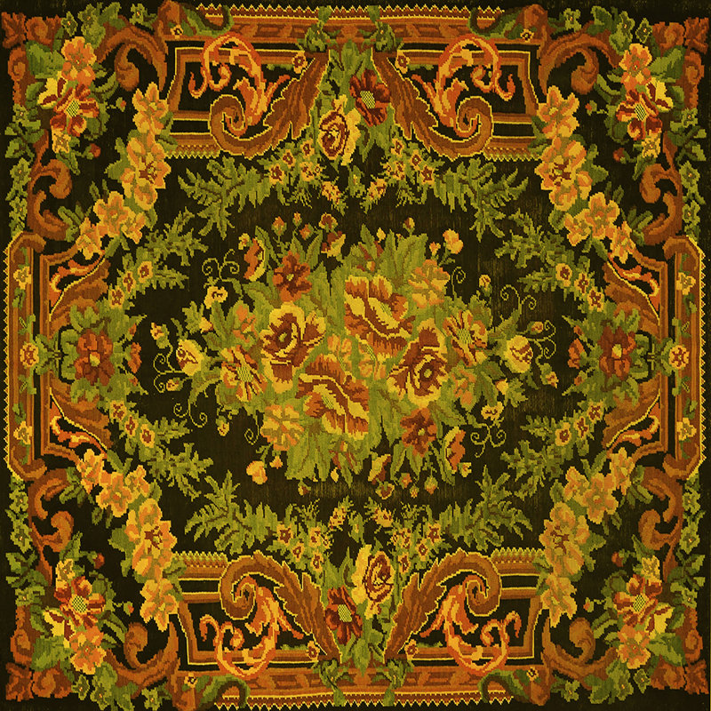 Washable Floral Indoor Rug, Square 3'