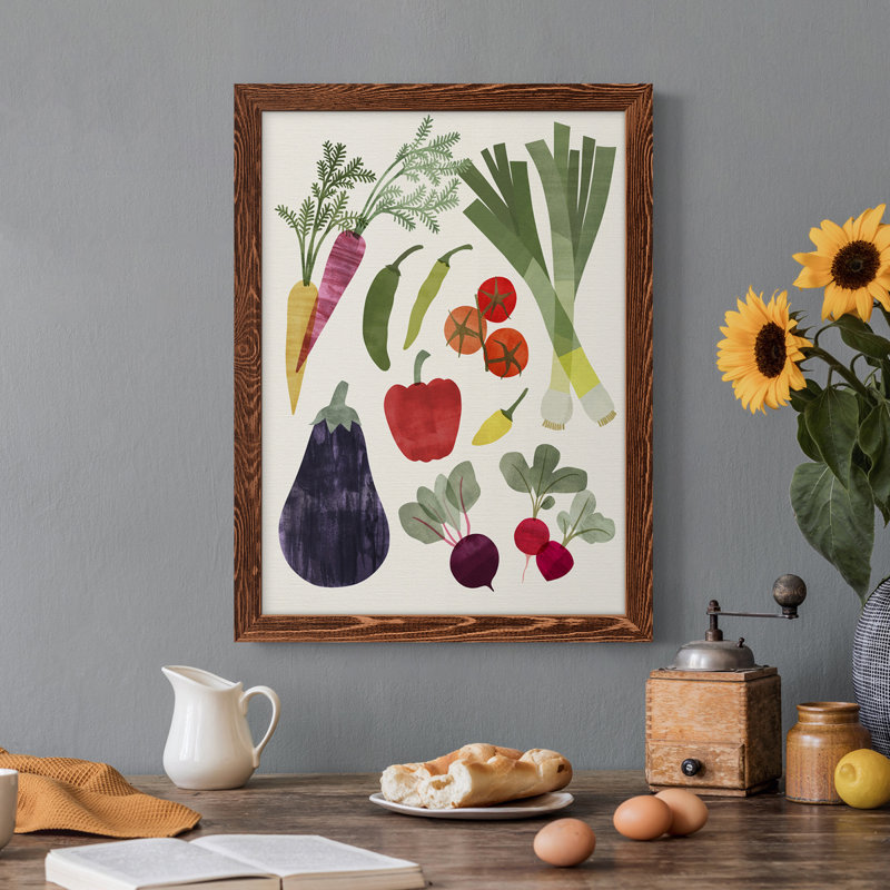 " Garden Offering I ", 20" H x 24" W x 1" D, Maple Framed