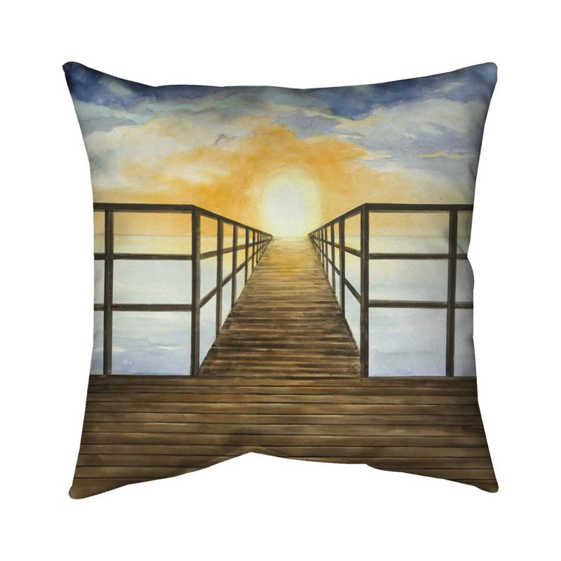 Sunset in the sea - 18"x18" Throw pillow - Poly twill - Print on demand, 18" H x 18" W