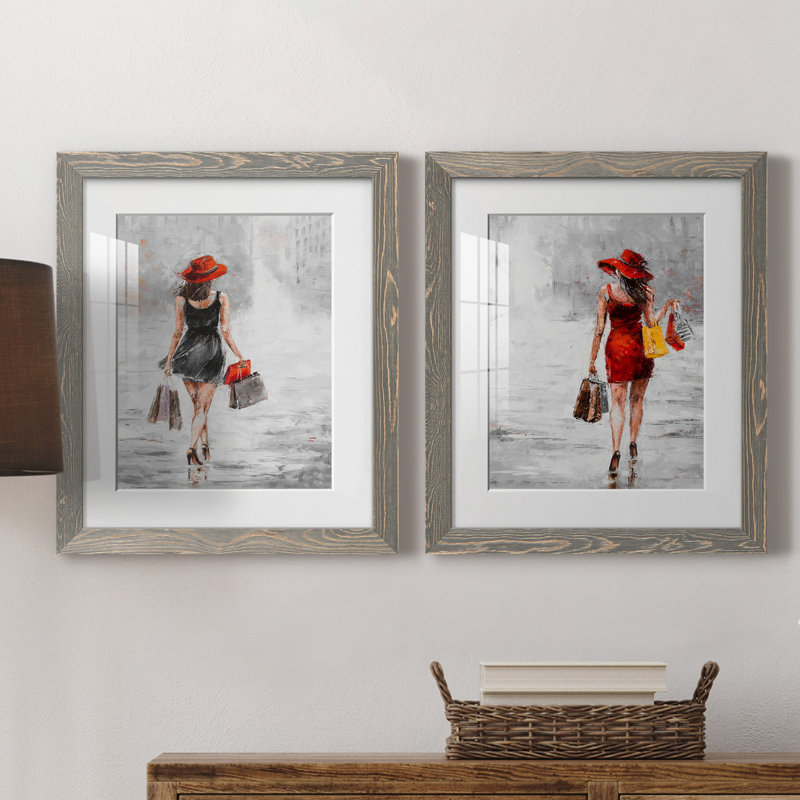 City City I - ensemble de 2 reproductions d'art, H 24 po x l 36 po x P 1,5 po, Cadre en papier gris, Blanc
