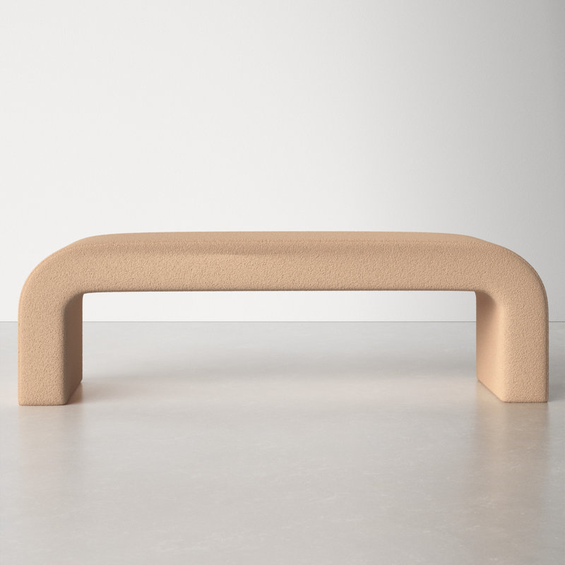 Daine 62" Upholstered Bench, Tan Faux Lambs Wool