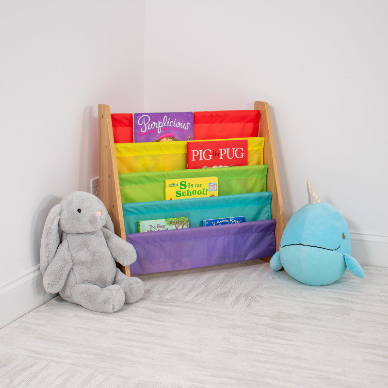Présentoir de livres pour enfants Hoeft, Naturel / bleu / rouge / jaune