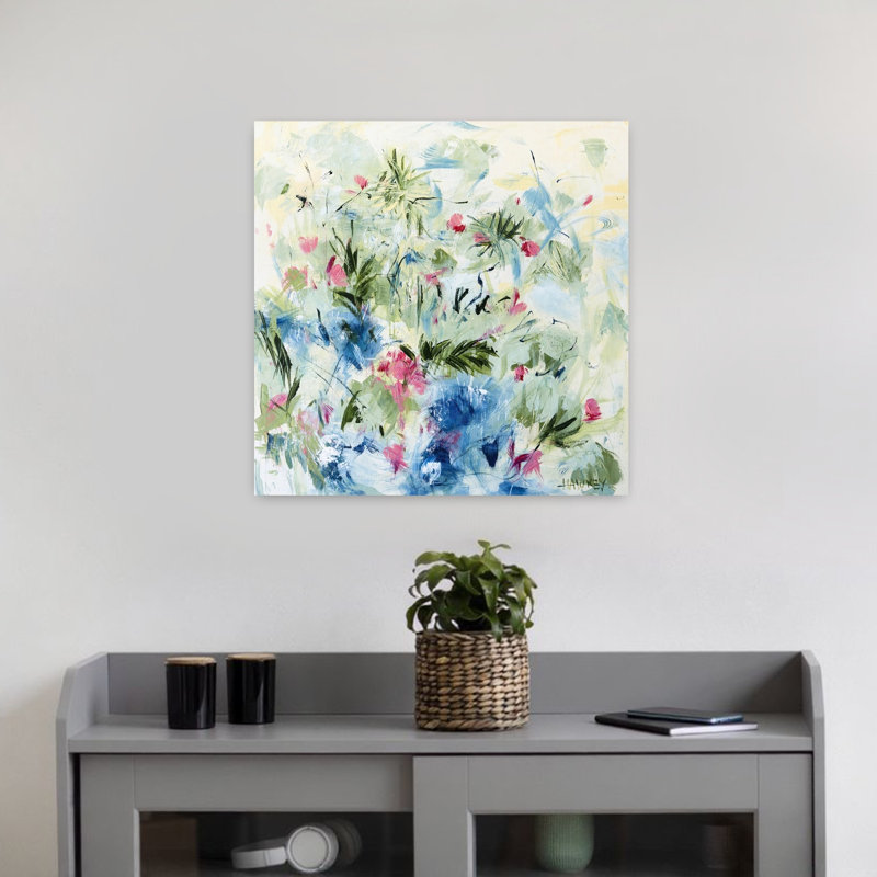 Vibrant Spring Garden Abstract Rustic Flower Nature Wall Art, 18" H x 18" W