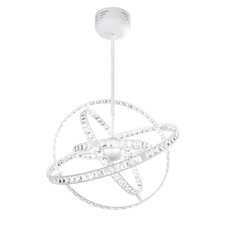 Geometric Pendant Light 10 Flame, Crystal and white