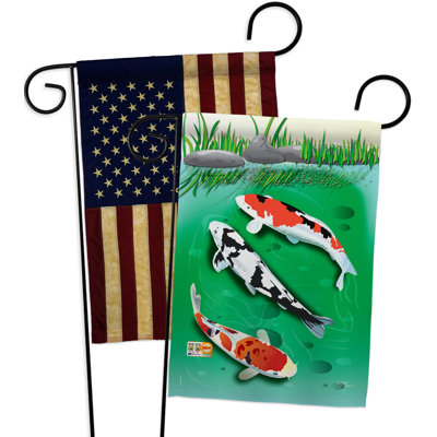 Ensemble de drapeau de jardin à 2 faces h 18,5 po x l 13 po koi