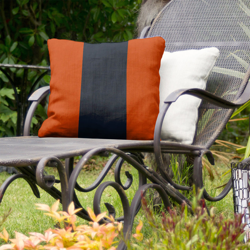 Coussin décoratif d'intérieur/d'extérieur, 16 po x 1 po, Orange et bleu marine
