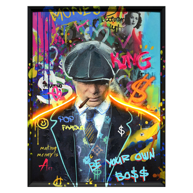 Art urbain sur toile néon urbain - 25 po x 33 po - cadre noir