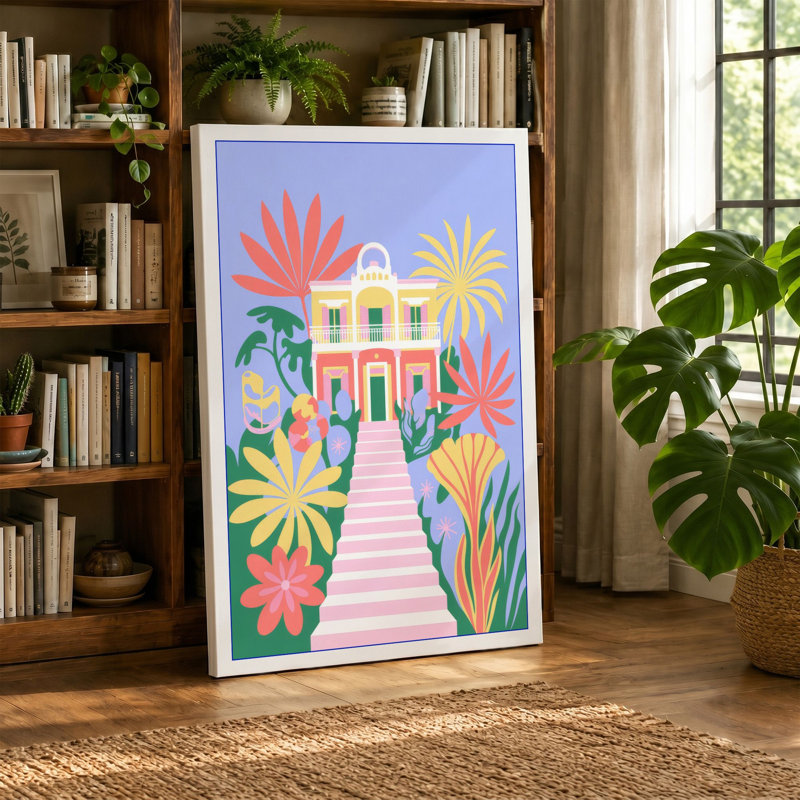 Garden Pathway Tropical - Wrapped Canvas, Cream Border, 30x20 - 76.2 x 50.8 cm